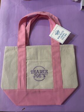 Trader Joe's Pink-Trim Canvas Tote